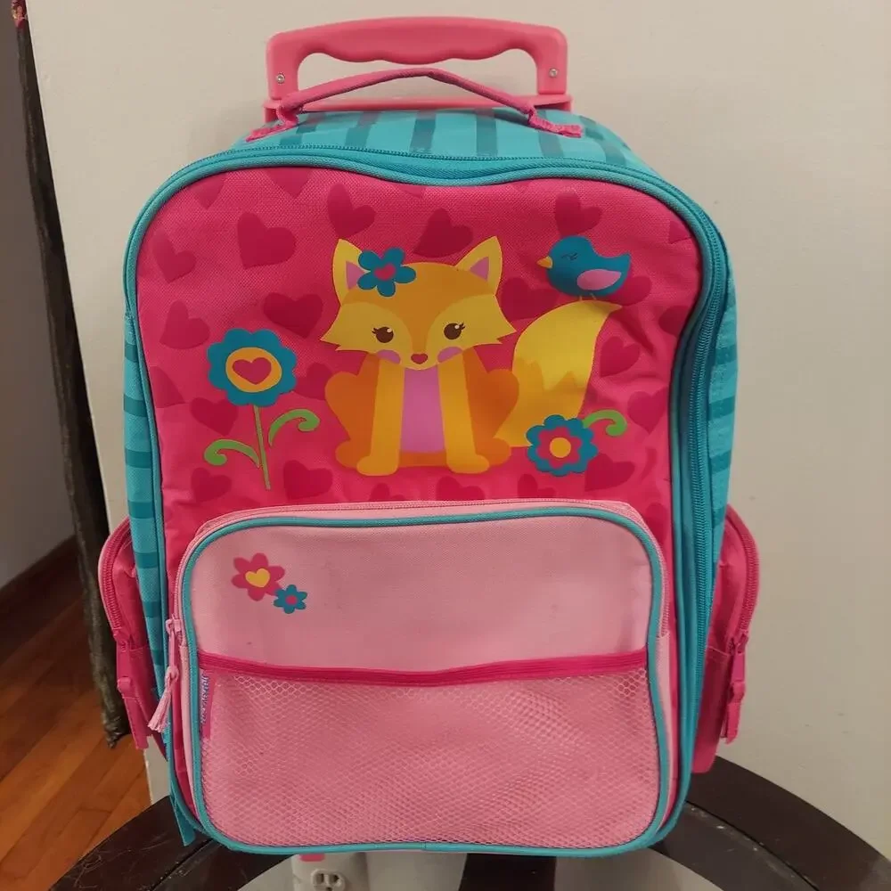 Stephen Joseph Girls' Classic Rolling Luggage in Floral Fox with Bird Design
